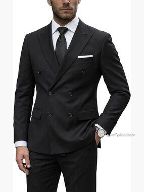 Double Breasted Slim Fit Suit Set with Tie for Wedding Prom